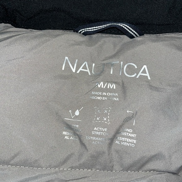 NAUTICA Men's Jacket Medium BLACK Water Resistant Lightweight Puffed size Medium - Picture 9 of 10